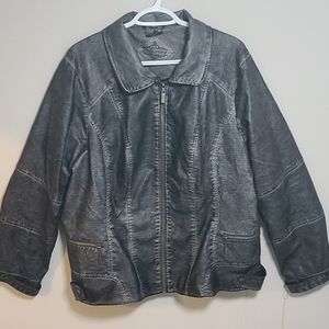 Grey Faux Leather Jacket